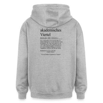 Unispruch "akademisches Viertel" Student Studenten - Oversized Unisex Hoodie - Grau meliert - Hinten - Noah (186cm)