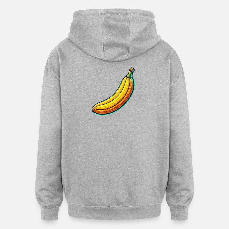 Banane Neon Pop - Sweat à capuche oversize unisexe - gris chiné