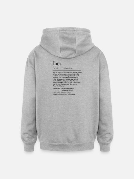 Unispruch "Jura" Student Geschenk, Studenten - Oversized Unisex Hoodie - Grau meliert