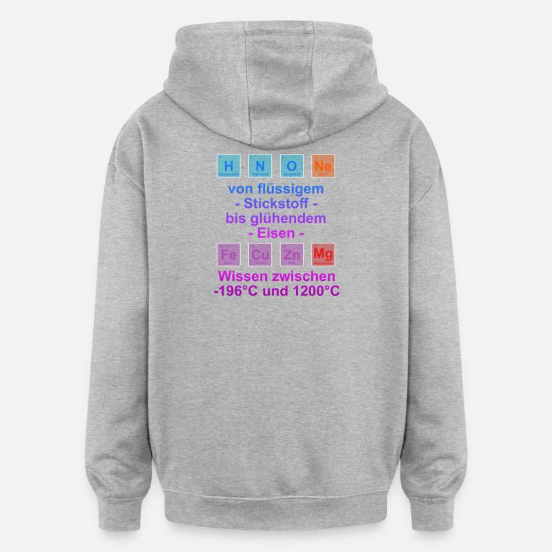 Unispruch "auf Temperatur" Geschenk, Studenten - Oversized Unisex Hoodie - Grau meliert