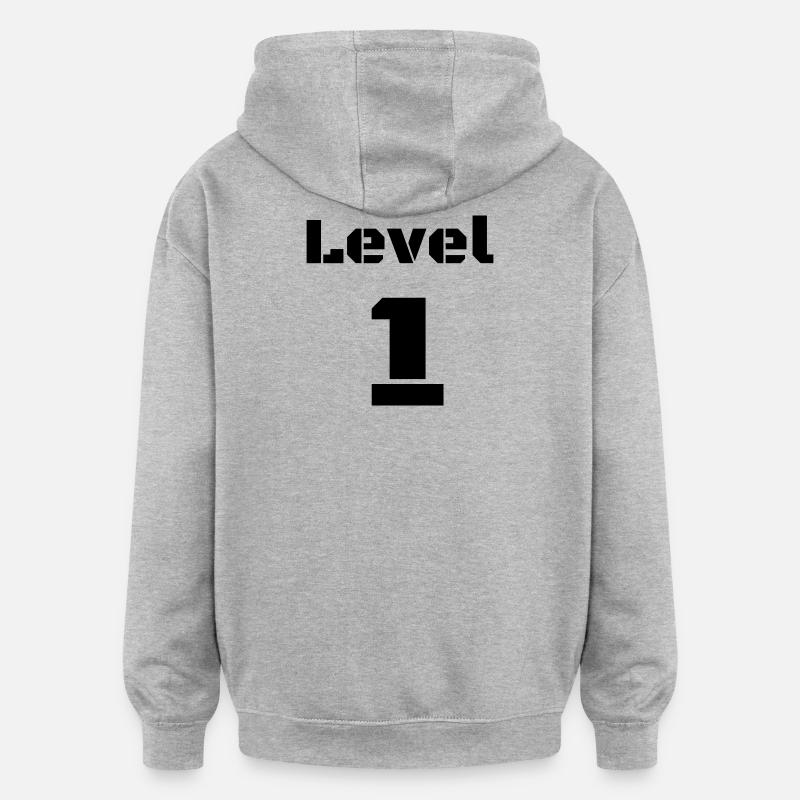 Niveau 1 - Sweat à capuche oversize unisexe - gris chiné