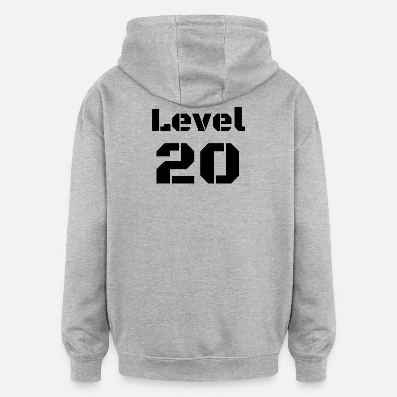 Niveau 20 - Sweat à capuche oversize unisexe - gris chiné