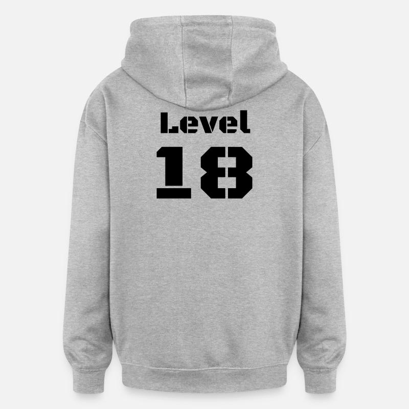 Niveau 18 - Sweat à capuche oversize unisexe - gris chiné