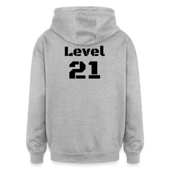 Level 21 - Oversized Unisex Hoodie - heather grey - Back - Noah (186cm)