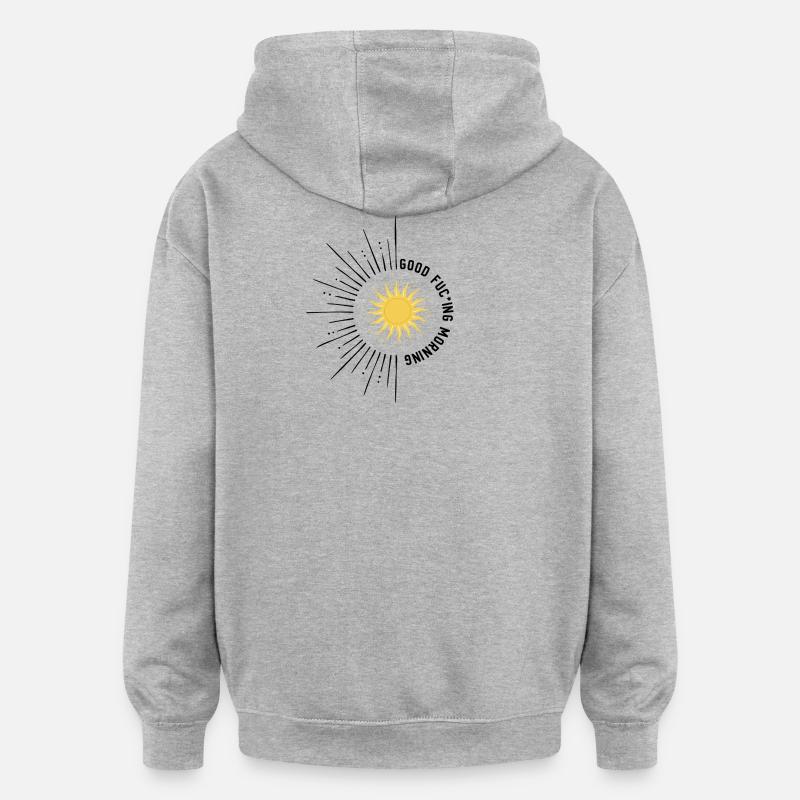 Bon de design matinal - Sweat à capuche oversize unisexe - gris chiné