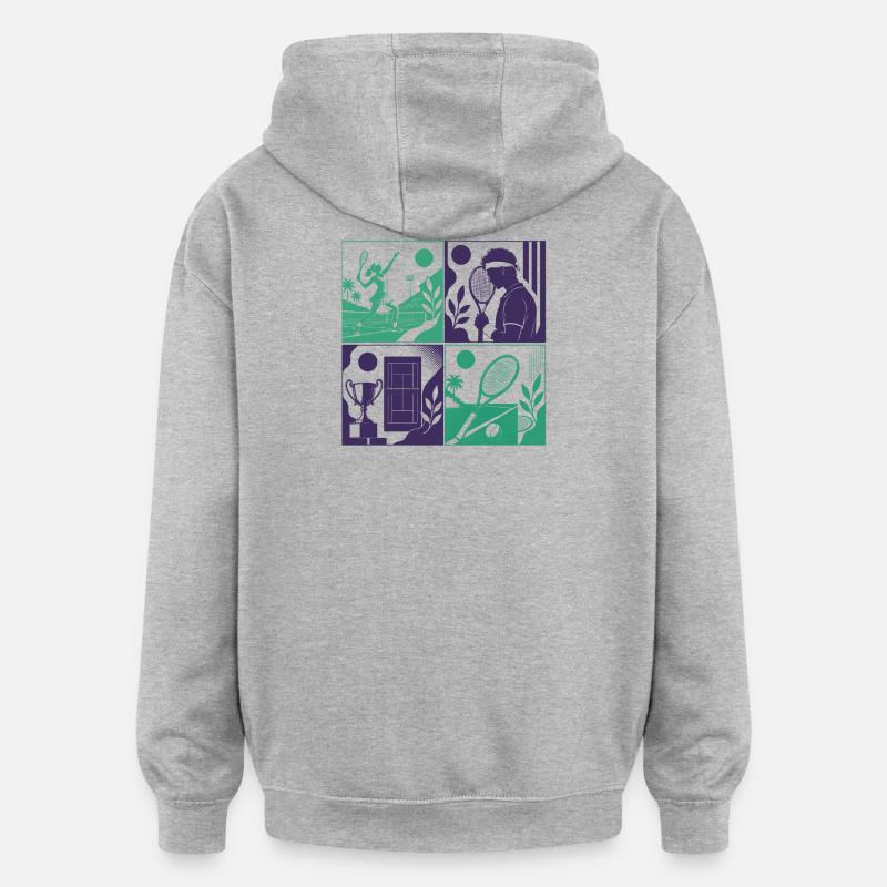 TENNIS WORLD - IA WB générée - Sweat à capuche oversize unisexe - gris chiné