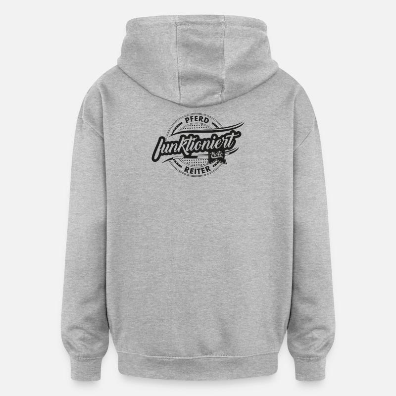 Le cheval travaille malgré le cavalier - Sweat à capuche oversize unisexe - gris chiné