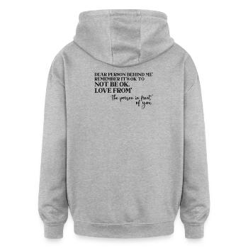 Ermutigendes Rücken-Shirt für gute Laune - Oversized Unisex Hoodie - Grau meliert - Hinten - Noah (186cm)