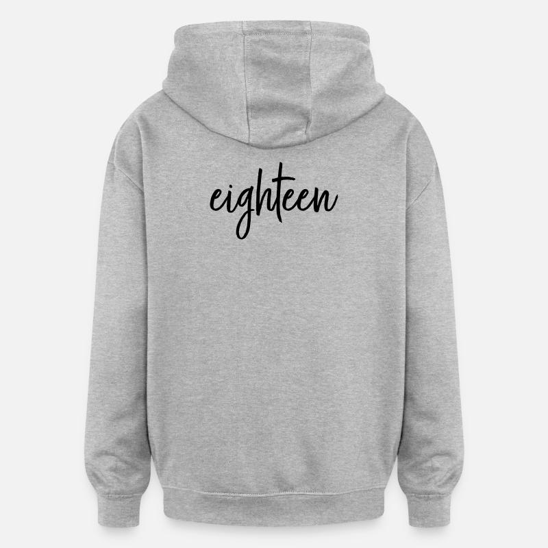 dix-huit ans 18 anniversaire cadeau - Sweat à capuche oversize unisexe - gris chiné