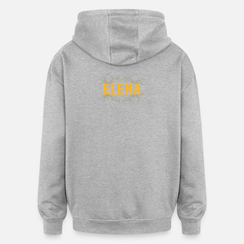Lettrage ELENA décoré - Sweat à capuche oversize unisexe - gris chiné