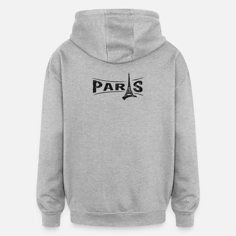 PARIS with Eiffel Tower - Oversized Unisex Hoodie - heather grey