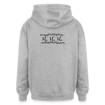 "Ho Ho Ho" Weihnachtsmann Mistelzweige - Oversized Unisex Hoodie - Grau meliert - Hinten - Noah (186cm)