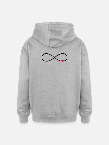 infini coeur - Sweat à capuche oversize unisexe - gris chiné