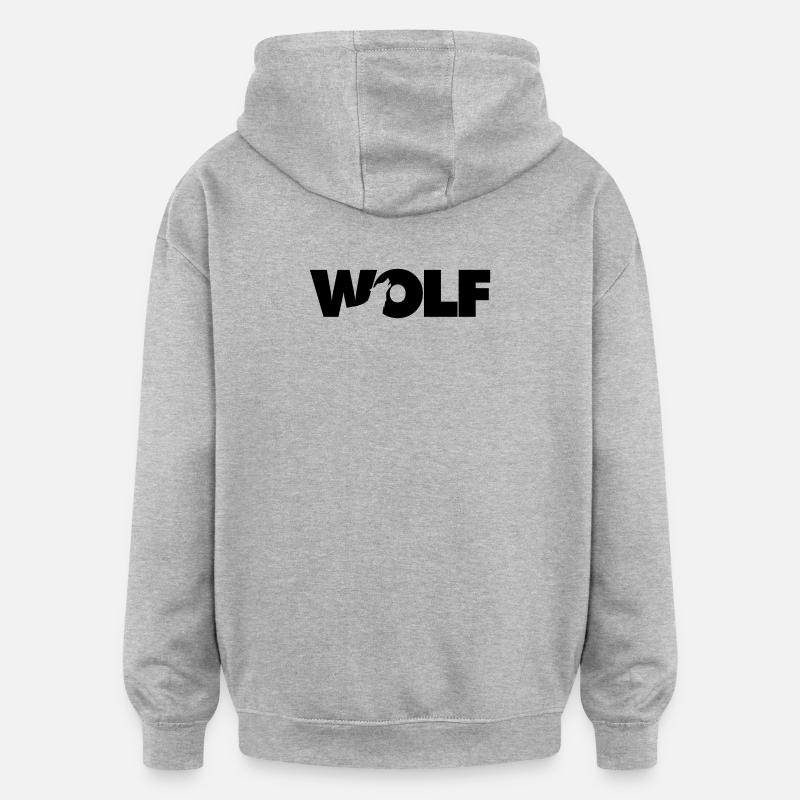 Loup - Sweat à capuche oversize unisexe - gris chiné