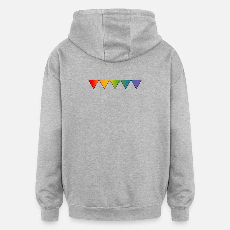 Triangles queer arc-en-ciel - Sweat à capuche oversize unisexe - gris chiné