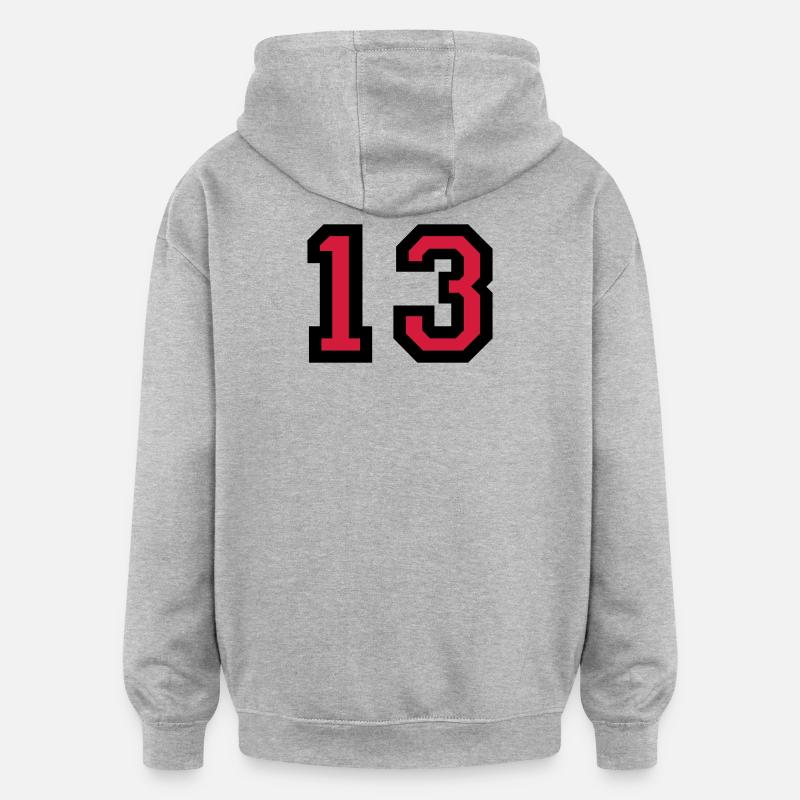 Le numéro 13 - numéro de treize - Sweat à capuche oversize unisexe - gris chiné