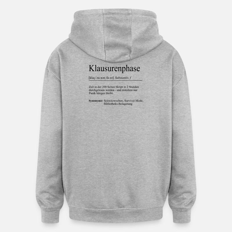 Unispruch « Phase d’examen » Cadeau, étudiants - Sweat à capuche oversize unisexe - gris chiné