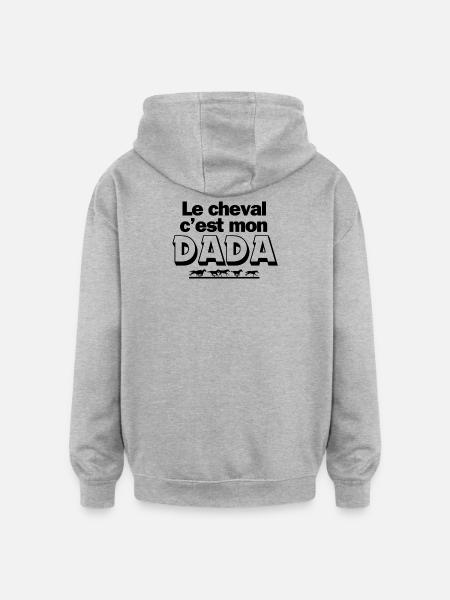 cheval, équitation, centre équestre - Sweat à capuche oversize unisexe - gris chiné