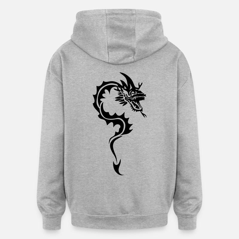 tatouage1 Tribal Drachen - Oversized Unisex Hoodie - Grau meliert