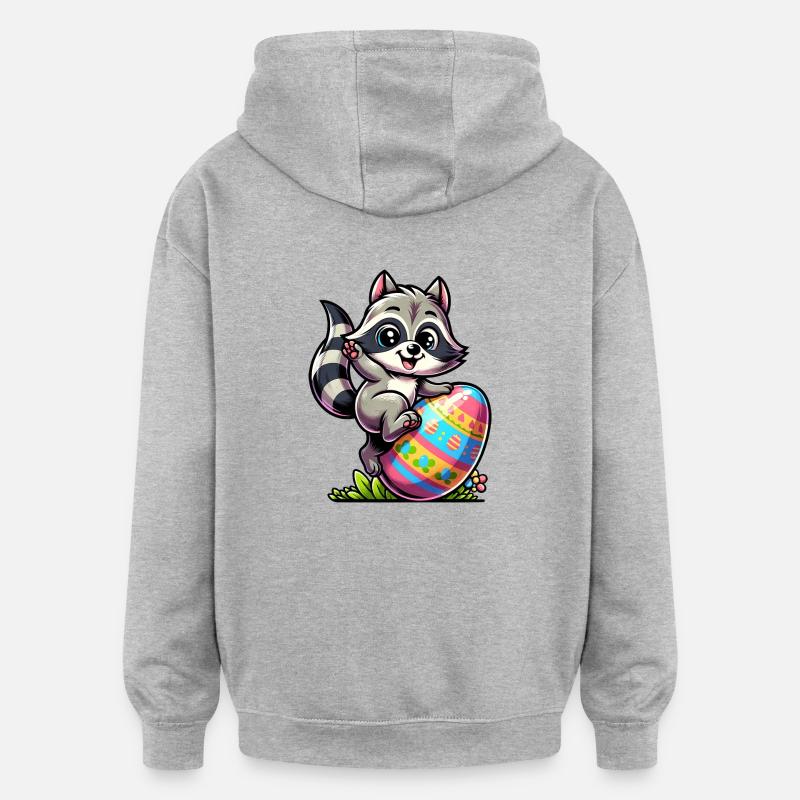 Easter Raccoon Easter Egg - Oversized Unisex Hoodie - heather grey