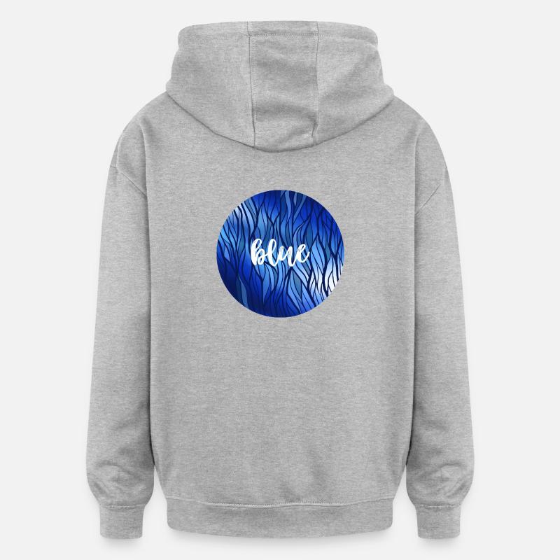 Blue Circle - water reflection - Oversized Unisex Hoodie - heather grey