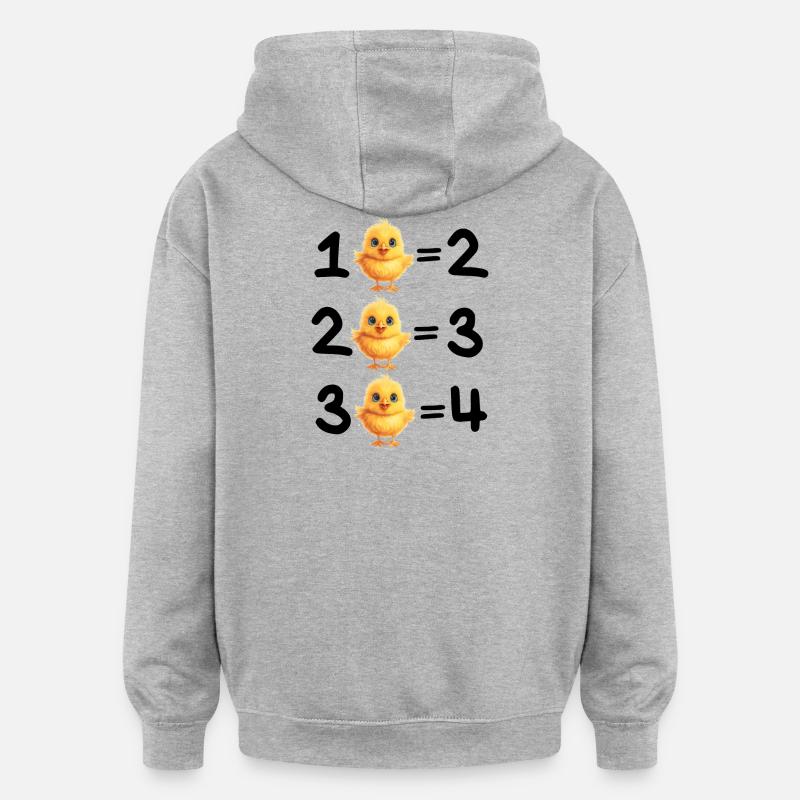 addition, mathématiques, additionner - Sweat à capuche oversize unisexe - gris chiné