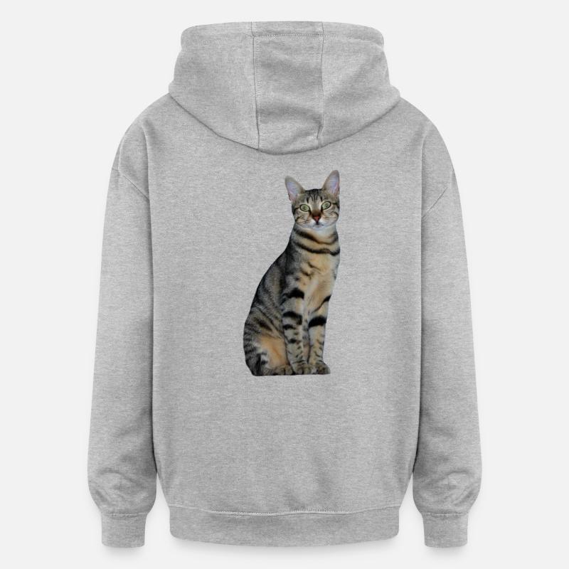 Chat Chaton Tigré Chat Tigre - Sweat à capuche oversize unisexe - gris chiné