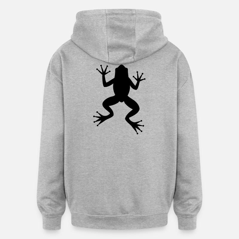 Grenouille crapaud - Sweat à capuche oversize unisexe - gris chiné