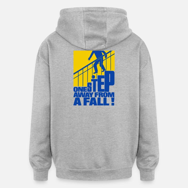 One Step Away from a Fall - Sweat à capuche oversize unisexe - gris chiné