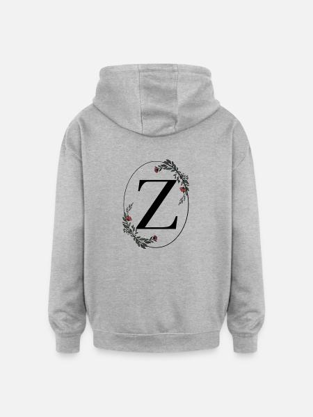 Buchstabe Z - Oversized Unisex Hoodie - Grau meliert