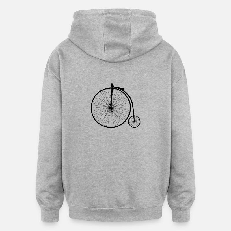 grand bi (motif noir) - Sweat à capuche oversize unisexe - gris chiné