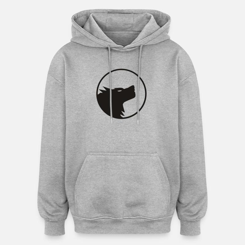 wolf - Sweat à capuche oversize unisexe - gris chiné