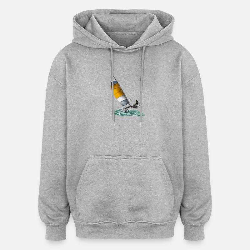 catamaran - Sweat à capuche oversize unisexe - gris chiné
