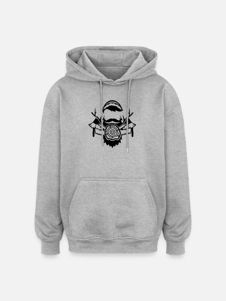 Lumberjack with ax and saw - Oversized Unisex Hoodie - heather grey