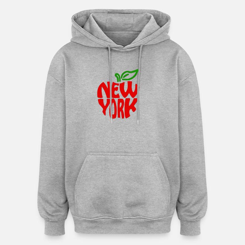 new york - Sweat à capuche oversize unisexe - gris chiné
