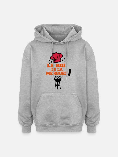 roi de la merguez - Sweat à capuche oversize unisexe - gris chiné
