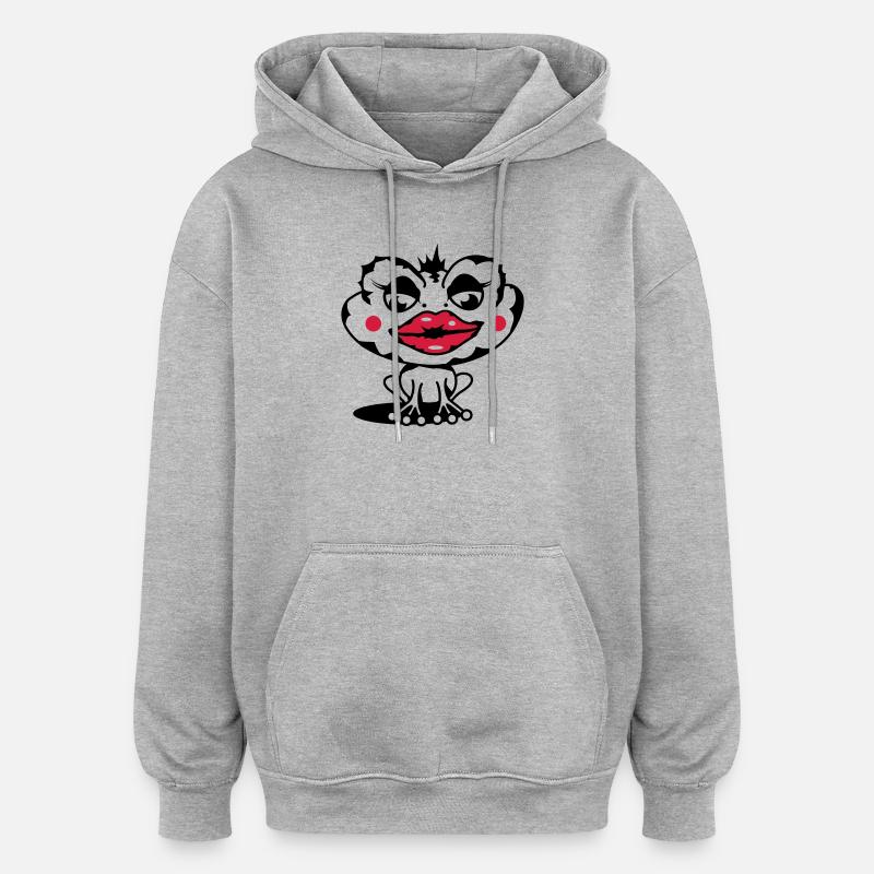Eine Kröte mit dicker Lippe - Oversized Unisex Hoodie - Grau meliert