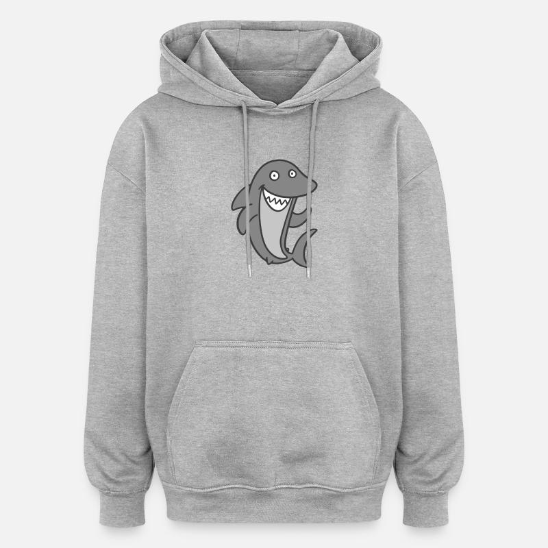 requin - Sweat à capuche oversize unisexe - gris chiné