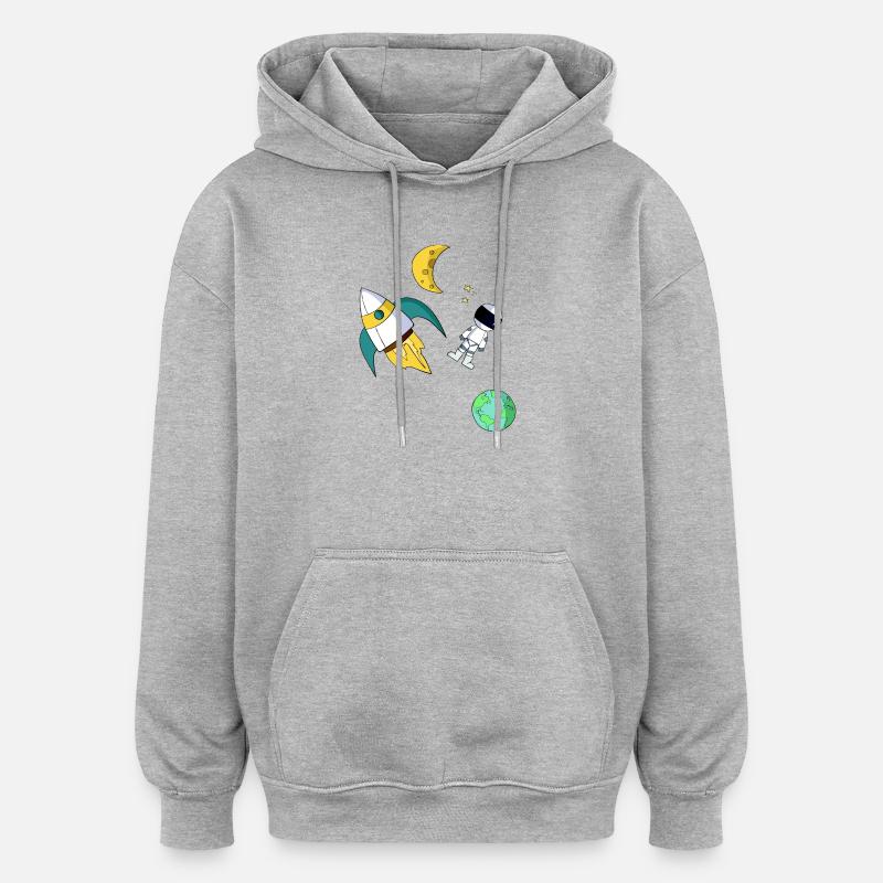 univers - Sweat à capuche oversize unisexe - gris chiné