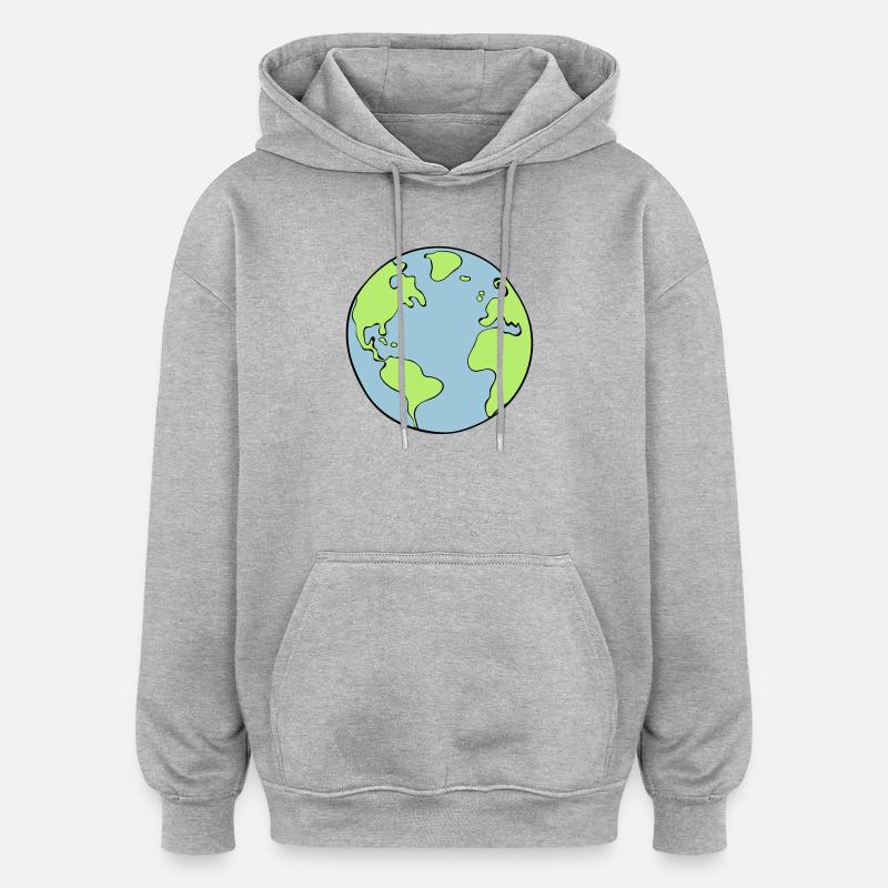 Erde - Oversized Unisex Hoodie - Grau meliert
