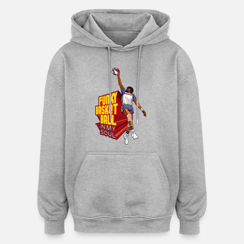 Harlem 70 s - Sweat à capuche oversize unisexe - gris chiné