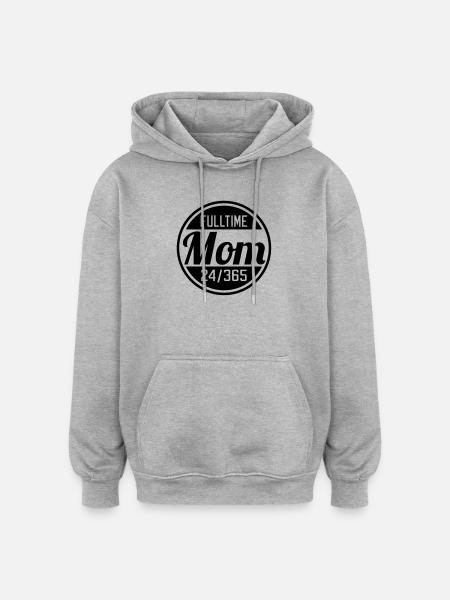 Fulltime Mom | Vollzeit Mutter - Sweat à capuche oversize unisexe - gris chiné
