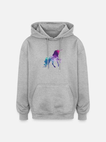 Einhorn - Oversized Unisex Hoodie - Grau meliert