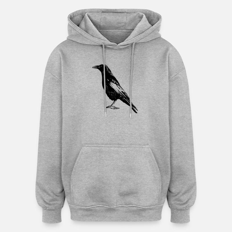 corbeau - Sweat à capuche oversize unisexe - gris chiné