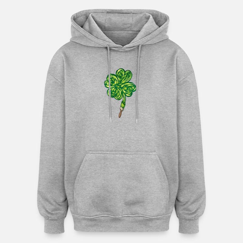 Clover - "I make my own luck" - Sweat à capuche oversize unisexe - gris chiné
