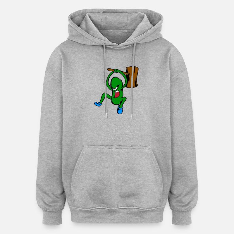 Concombre en colère - Sweat à capuche oversize unisexe - gris chiné