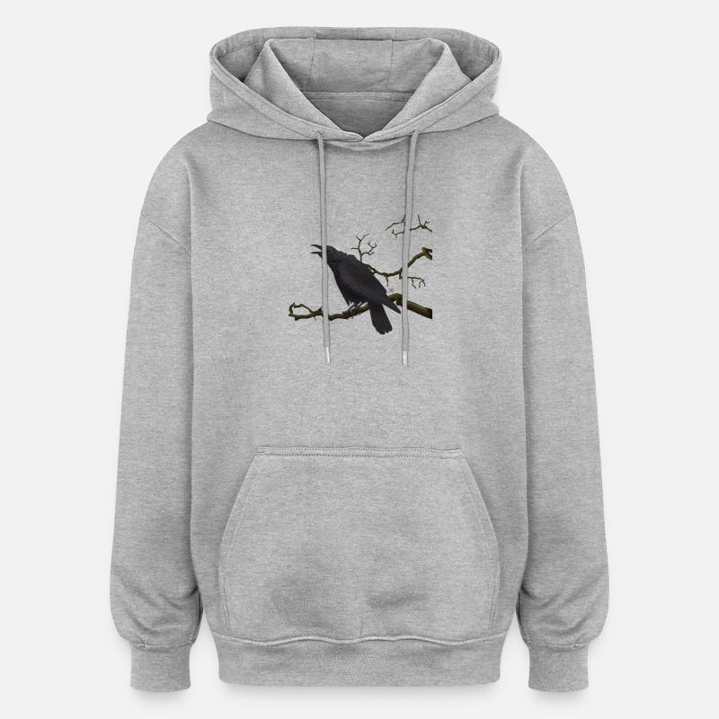Corbeau noir - Sweat à capuche oversize unisexe - gris chiné