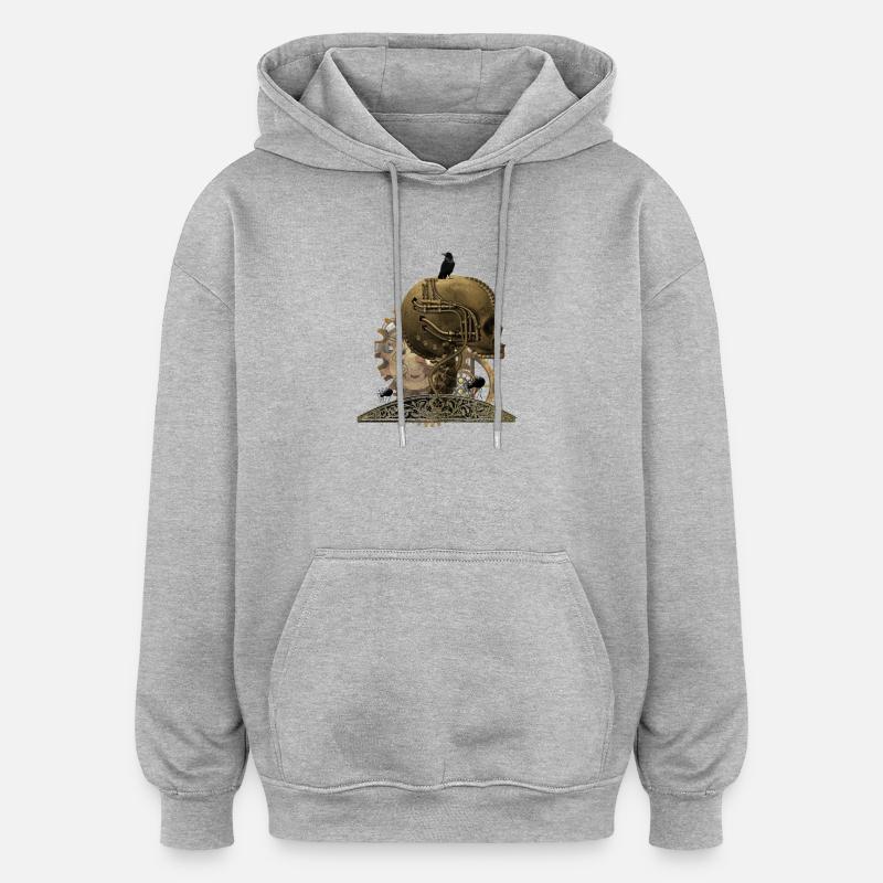 Stunning gruesome technical skull - Oversized Unisex Hoodie - heather grey