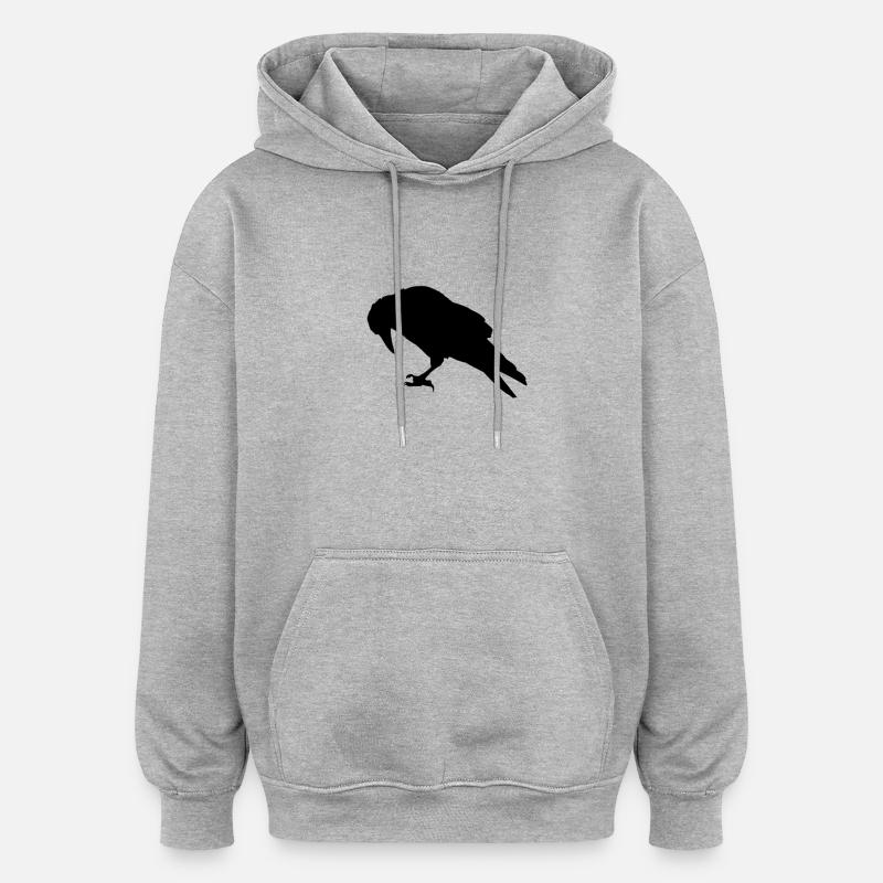 corbeau - Sweat à capuche oversize unisexe - gris chiné