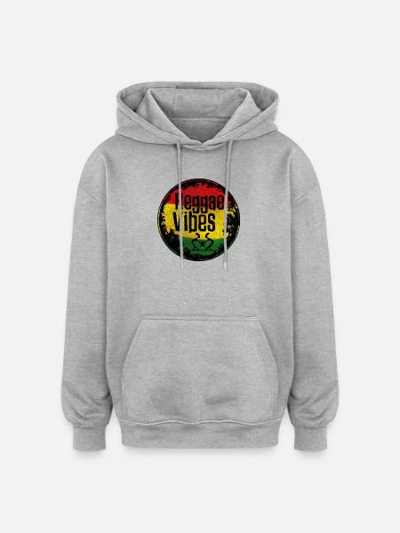 Reggae Vibes Rasta Design - Oversized Unisex Hoodie - heather grey